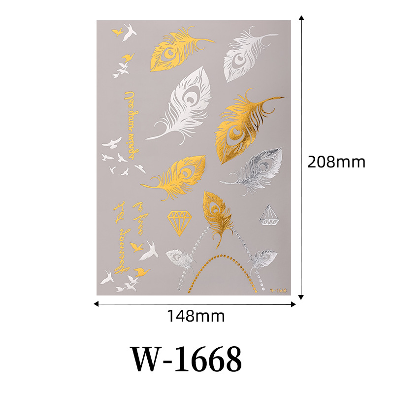 Pegatinas de tatuaje de estampado transfronterizo impermeable Europa y América plata estampado metal estampado tatuaje flash pegatinas de tatuaje desechables temporales personalizadas