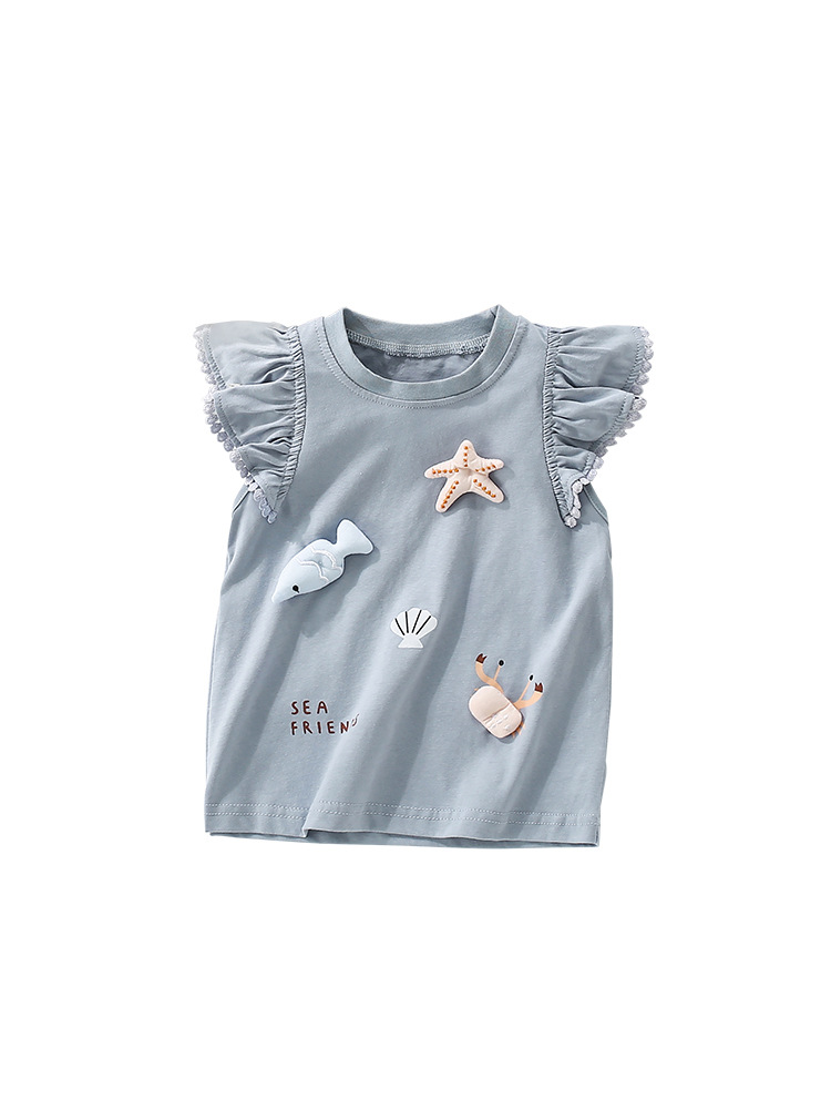 Camiseta infantil malwee transfronteriza verano nuevo estilo europeo y americano de niños de cuello redondo lindos niñas camisas casuales de mujer