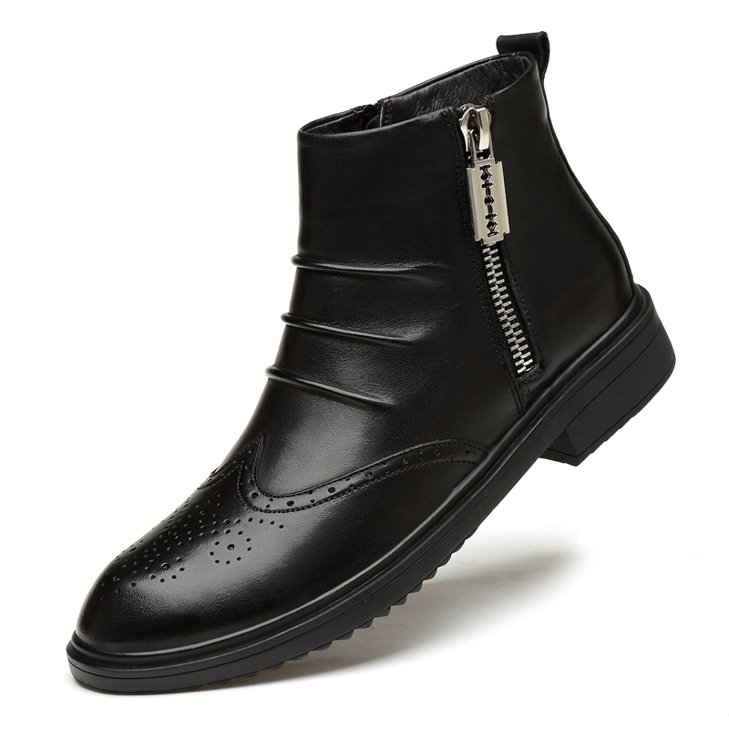 Boots Men's Autumn and Winter New British Business High-Top Men's Shoes Soft Sole Breathable Chelsea Men's Boots Trendy Shoes Work Boots