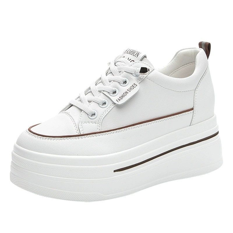 Zapatos de mujer con suela suave no cansada pie muffin con suela gruesa alta primavera y otoño zapatos blancos pequeños zapatos de mujer versátiles zapatos de mujer lujosos de alta calidad