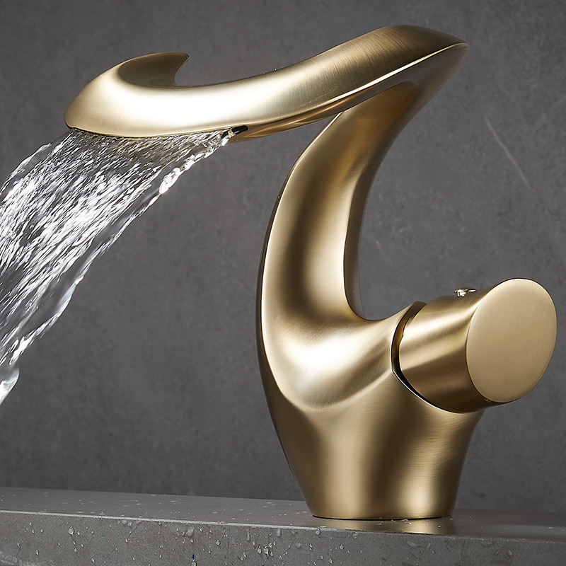 Bathroom Sink Waterfall Faucet, Hot and Cold Basin Faucet, Bathroom Faucet with Ce Certification Waterfall Faucet