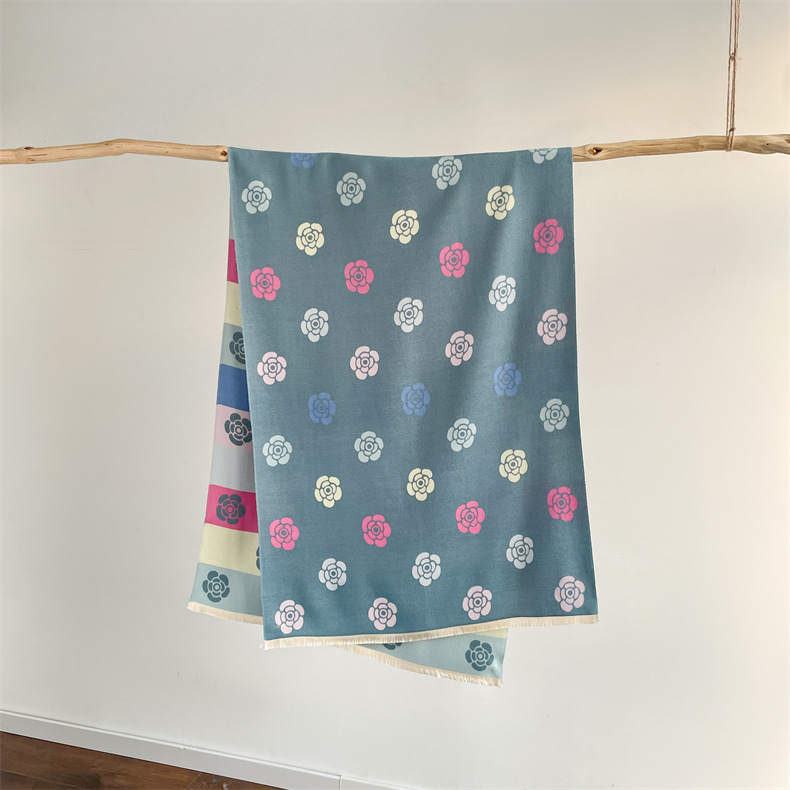 Camelia colorata per il lusso invernale femminile, dolce profumata in inverno, scialle spesso e caldo, sciarpa invecchiata_voghion.com