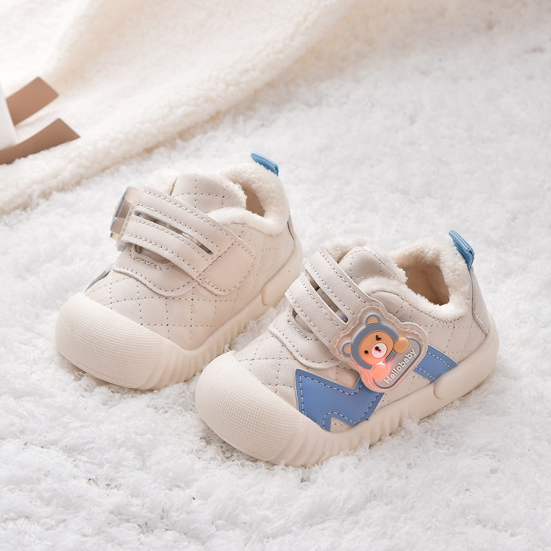 Zapatos para bebés, niños y niñas, zapatos de invierno con suela suave de lana, anti-deslizante, anti-patas, calentamiento grueso, zapatos para bebés
