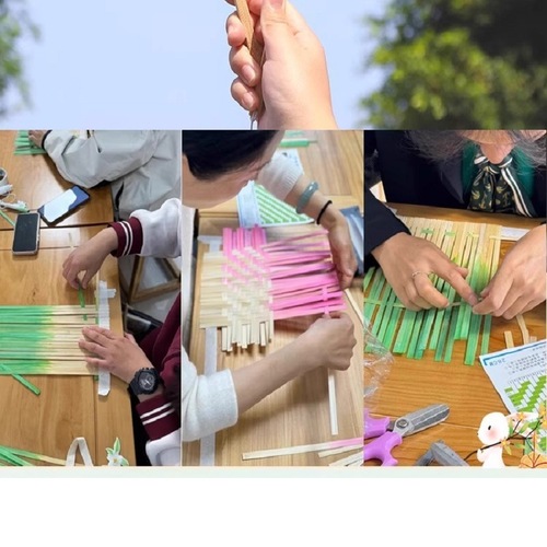 Bamboo-woven fan DIY round fan set intangible cultural heritage materials handmade tools children's Chinese parent-child activity props Use a fan