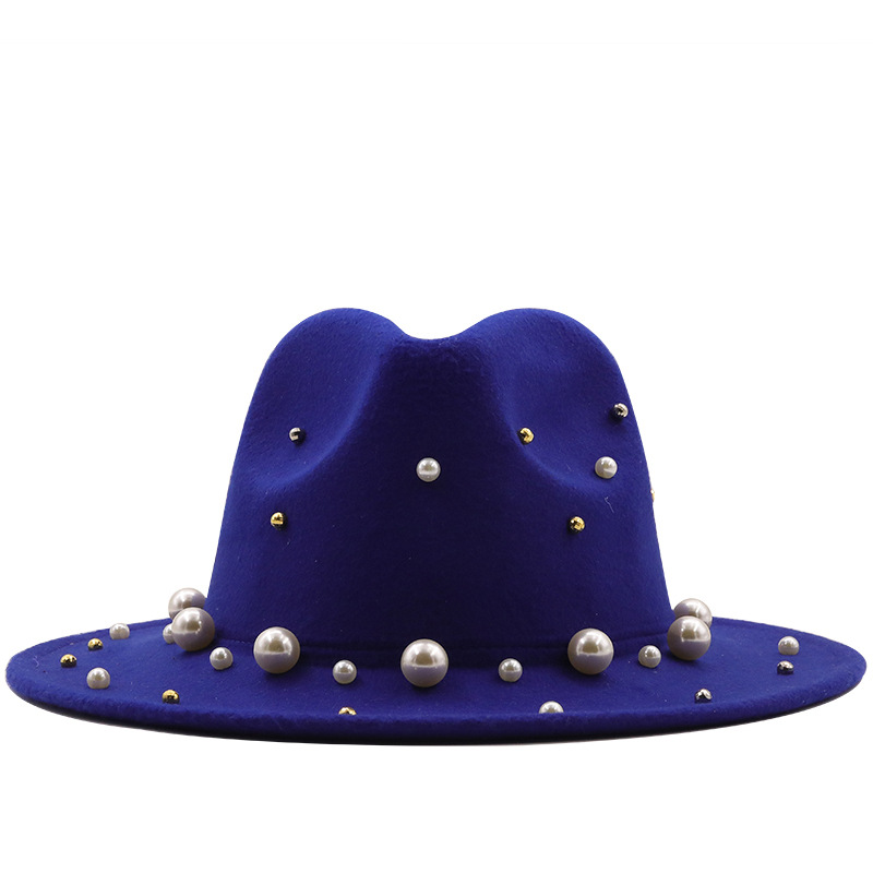 40g Weight Housewarming, Anniversary, Business, Wedding, Birthday, Festival Occasion Solid Color Pattern Unisex Gender Basic Style Royal Blue, White, Red, Camel, Black Color Retro Woolen Jazz Big Brim Top Hat 4