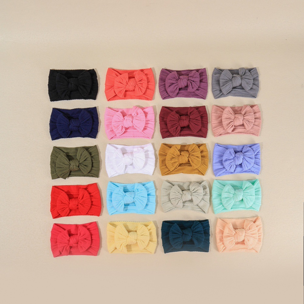 European and American Cross-Border Best-Selling Kidsren's Pure Color Nylon Hair Accessories for Babies 56 Colors Optional Soft Elastic Fontanel Protection Wide Hairband