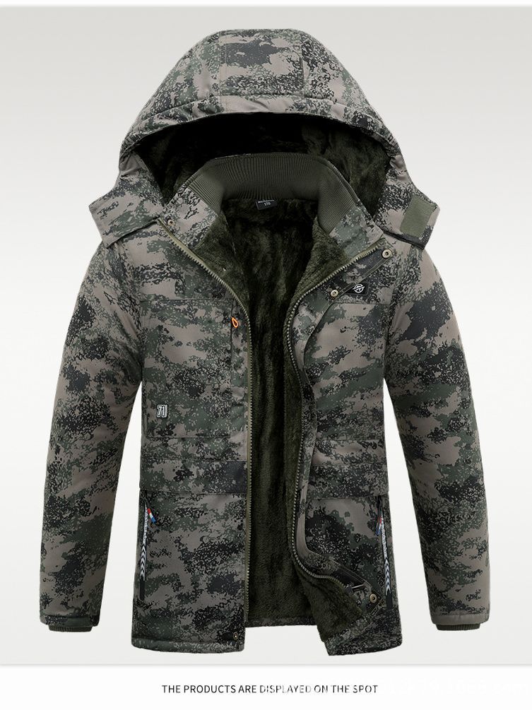 Chaqueta de invierno para hombre, acolchada de algodón, con forro polar, gruesa, impermeable, con capucha desmontable, de longitud media, abrigo de algodón resistente al frío y cálido para trabajo.