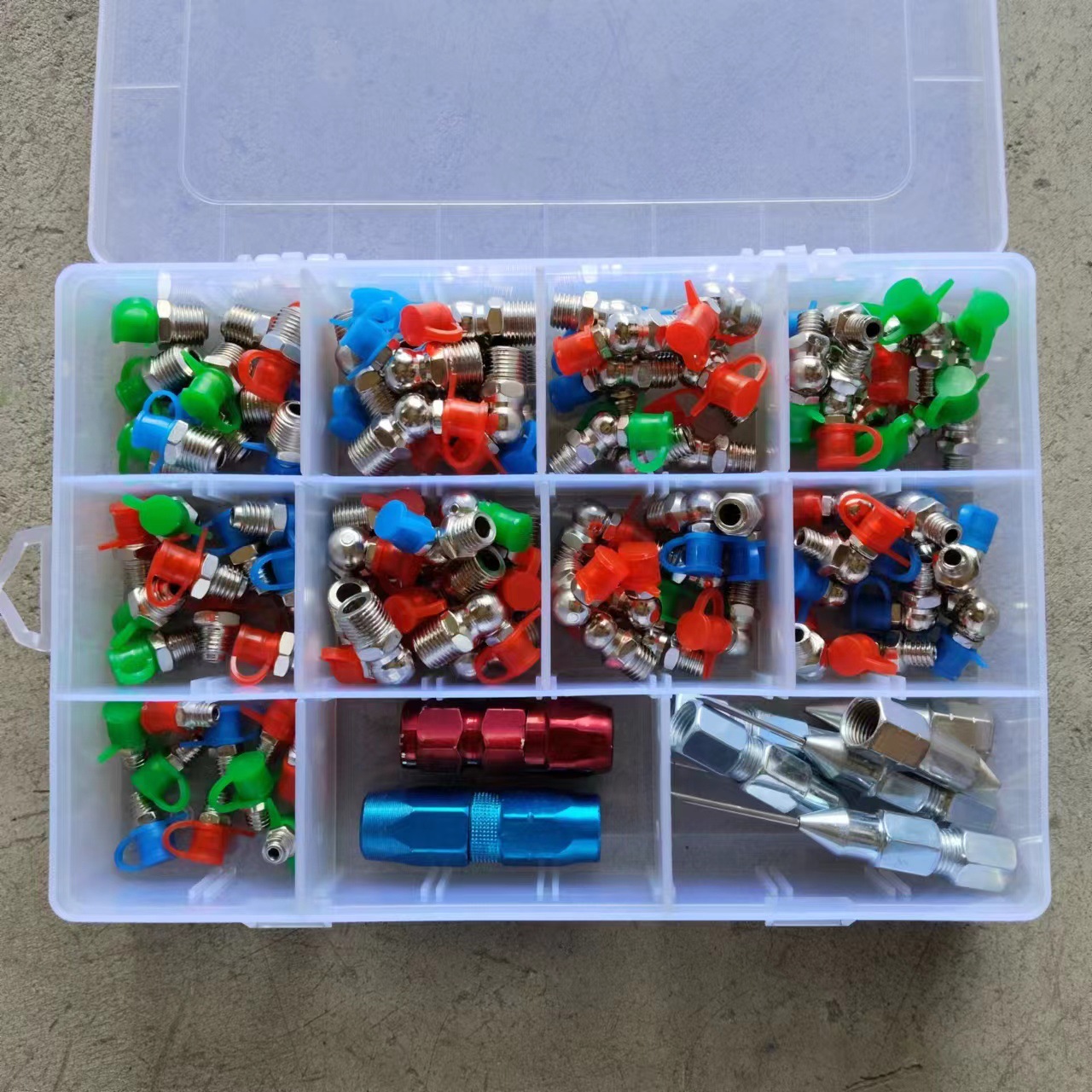 黄油嘴套盒M6M8M10毫米黄油咀注油嘴黄油枪尖头平头针式枪头套盒