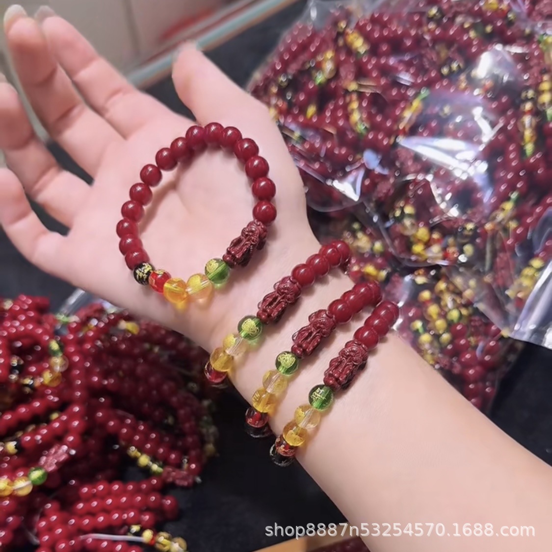 Manufacturer Wholesale Five-Way God of Wealth Cinnabar Pixiu Bracelet Men's and Women's Bracelet Zodiac Year Good Luck Amulet