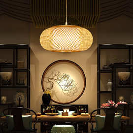 新中式竹编现代田园风格客厅餐厅包间日式茶室禅意榻榻米竹艺吊灯