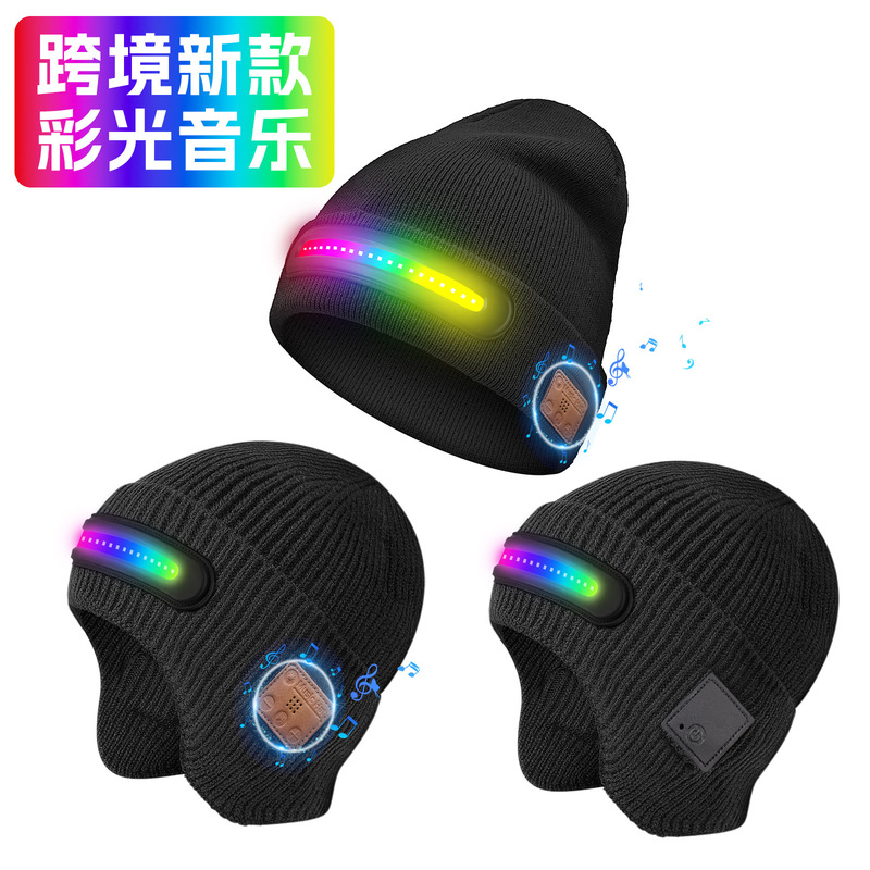 New Led Colorful Lighting Rechargeable Bluetooth Music Hat Halloween Party Colorful Glowing Hat Tiktok Hot Item