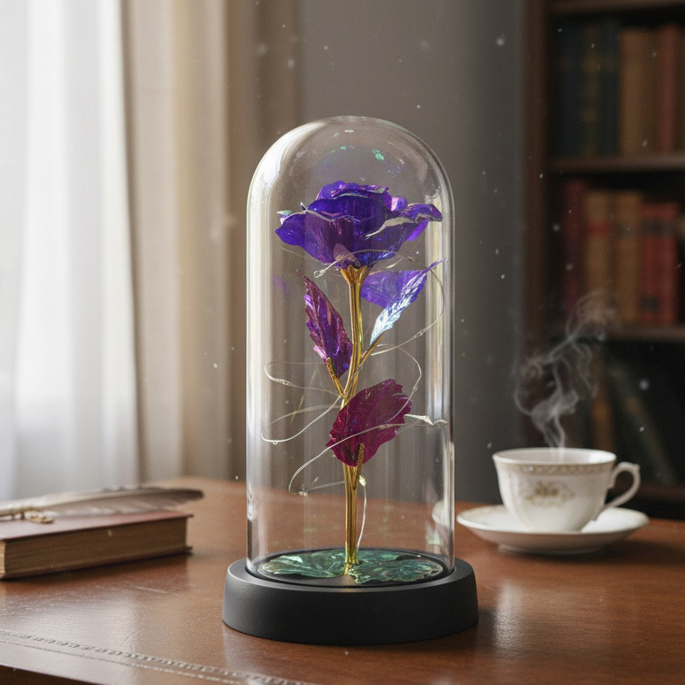 Rosas transfronterizas inmortales flores cubierta de vidrio decoración pareja regalos de día de San Valentín Día de la Madre ideas de cumpleaños 38 regalos pequeños