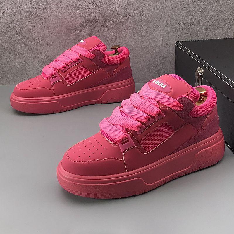 Little White 2024 Summer New Breathable Mesh Thick Sole Elevated Sports and Casual Board with Internet Red Same Style_voghion.com