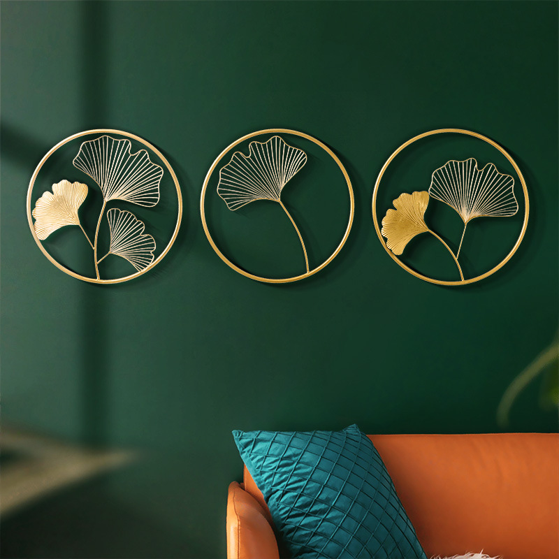 Nordic Iron Ginkgo Leaf Wall Decor for Living Room Entrance Sofa TV Background Wall Hanging Home Decor