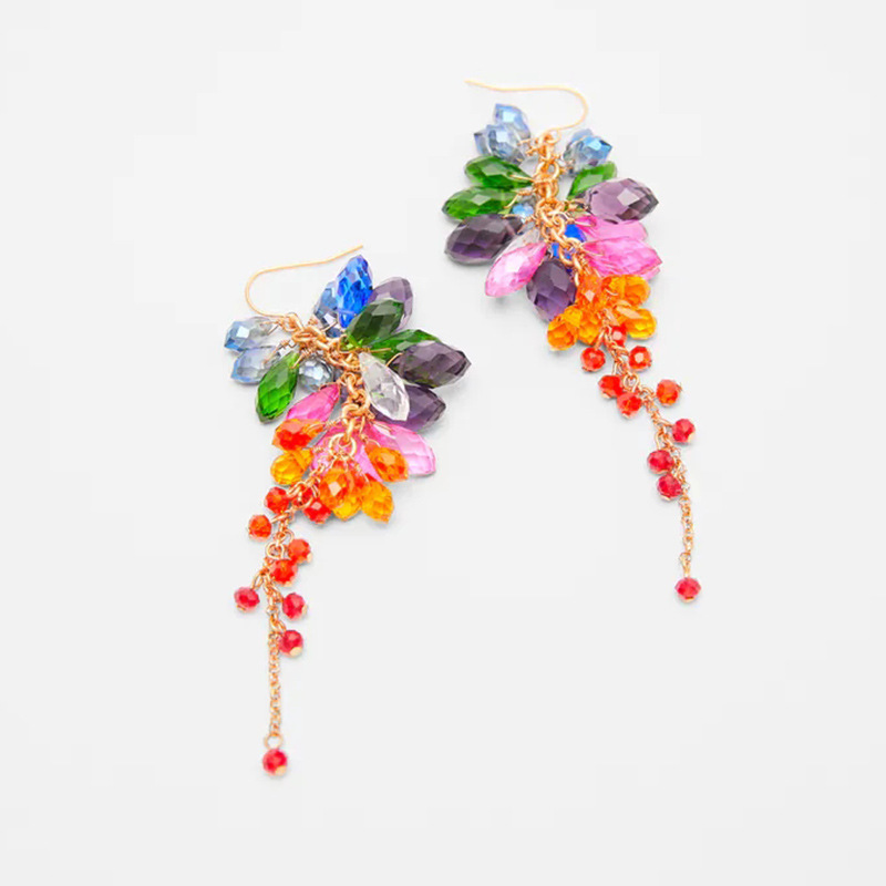 European And American Trend Long Tassel Crystal Earrings Bohemian Creative Woven Earrings Jewelry display picture 5