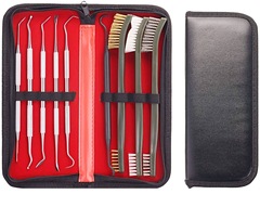 A 9-piece portable nylon copper wire steel brush with dentist needle rust removal cleaning tool gun brush customization