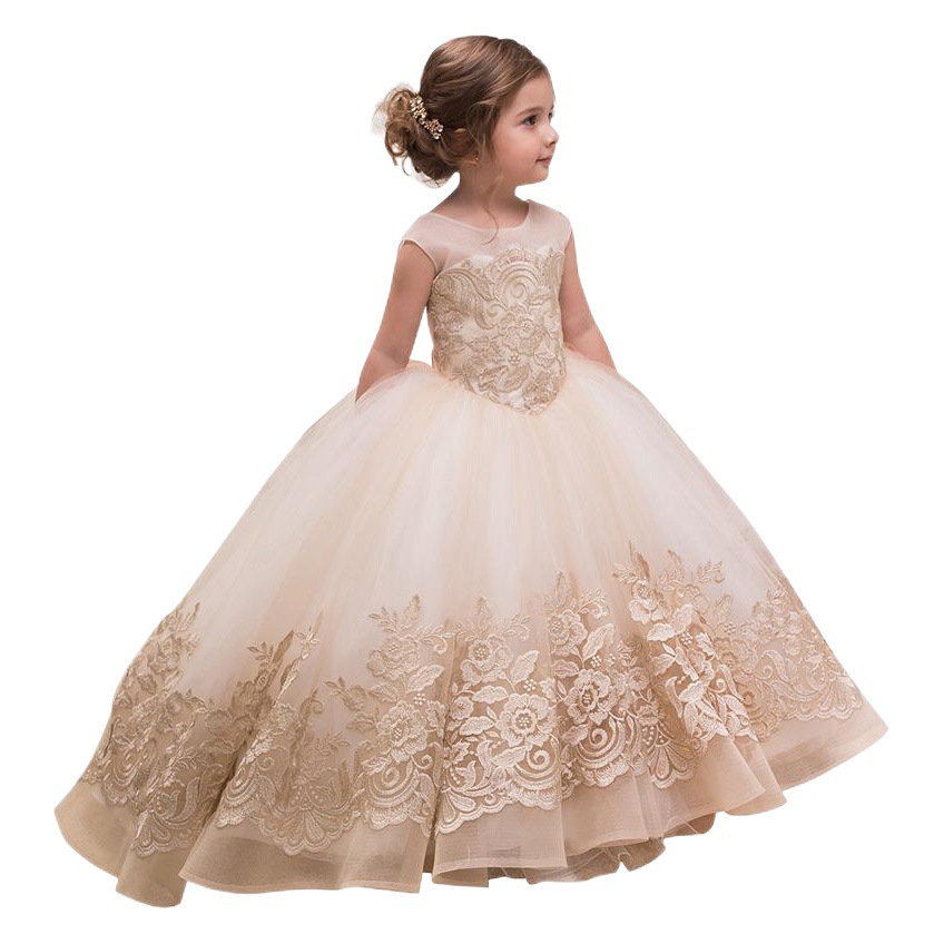Aibao mostrar cumpleaños trailing encaje europeo y americano niñas vestido de niña las flores nuevos niños sin mangas pettiskirt