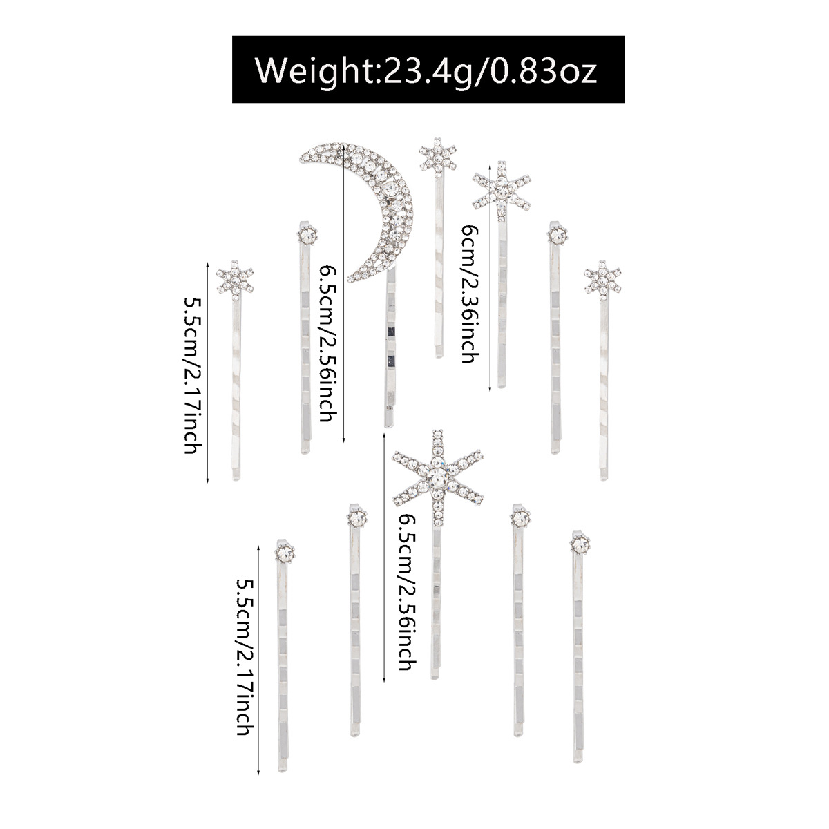 40g Weight Hair Pins Hair Accessories Type Sweet Shiny Women's Star Moon Rhinestone Hair Pins