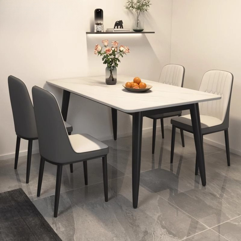 Small Apartment Light Luxury Living Room Dining Table Rectangular Modern Slate Table Simple Slate Dining Table and Chair Combination Dining Table for Home Use