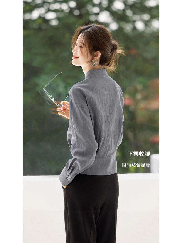 哥家商场同款女装2025夏季气质女士衬衫上衣通勤小衫收腰显瘦衬衣|undefined