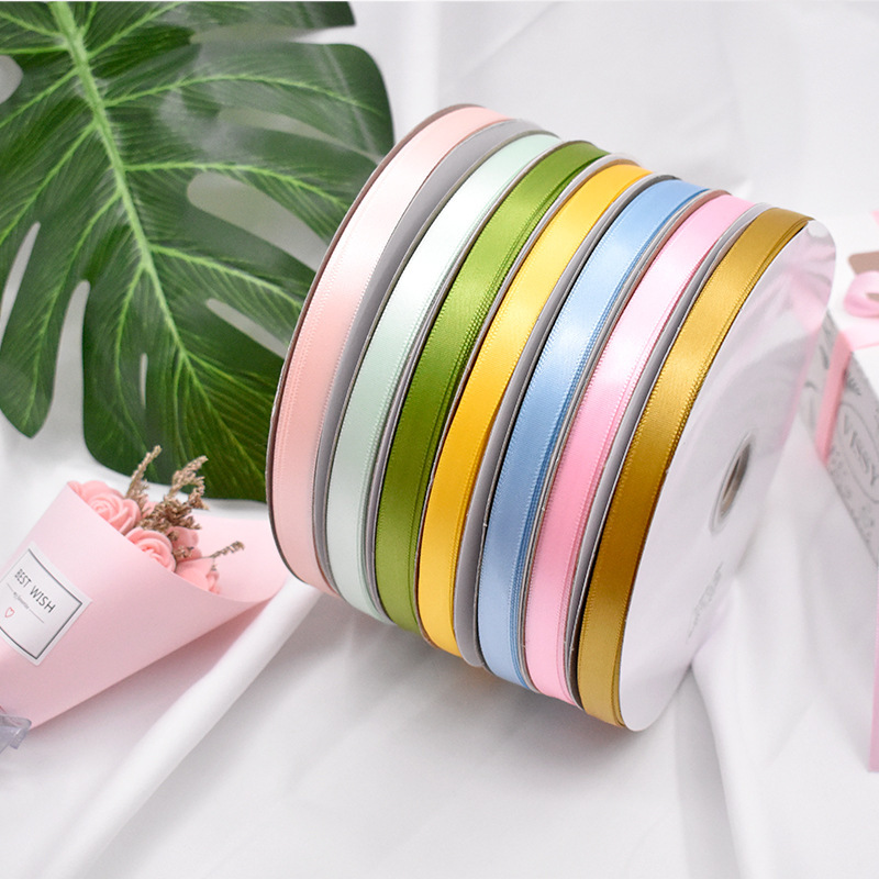 Free Shipping 1cm Wide Ribbon Single and Double-Sided Encrypted Polyester with Gift Box Ribbon Bow Handmade DIY Bouquet Ribbon