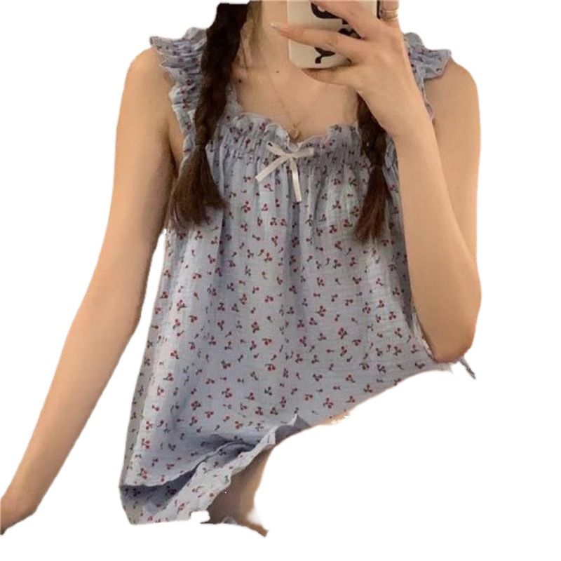 Verano burbuja arruga pijamas de las mujeres lindas pantalones cortos tirantes de alto grado ins estilo traje homewear pijamas de las mujeres