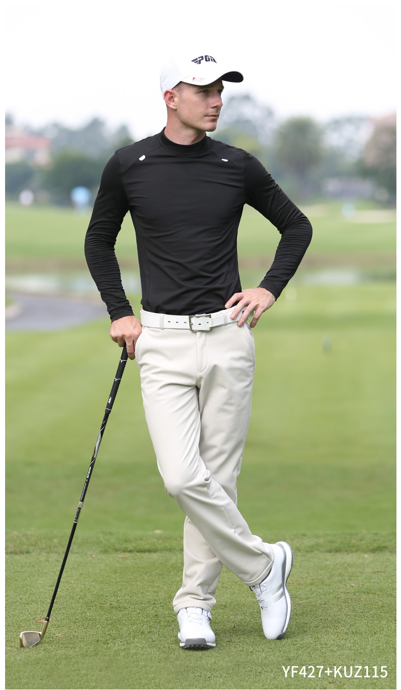 Áo thun dài tay golf nam PGM giữ ấm nhung mài mùa thu đông — YF427-Đen, YF427-Hoa màu xám, YF427-màu trắng, YF427-Màu xanh quân đội chi tiết 7