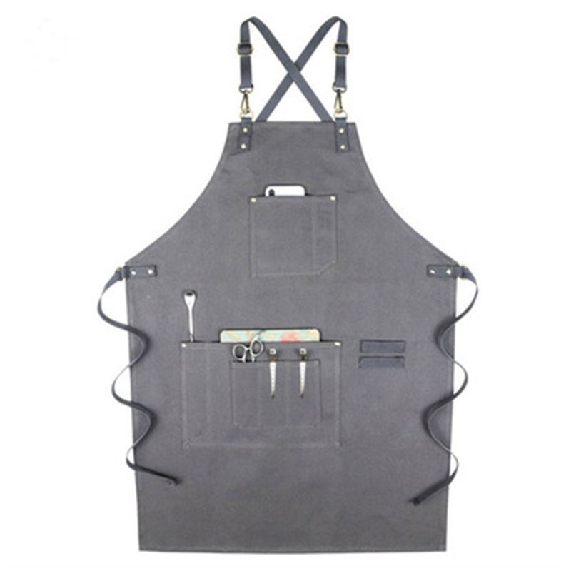 Lienzo delantal logotipo personalizado restaurante artista floral peluquería cafetería trajes delantal al por mayor personalizado