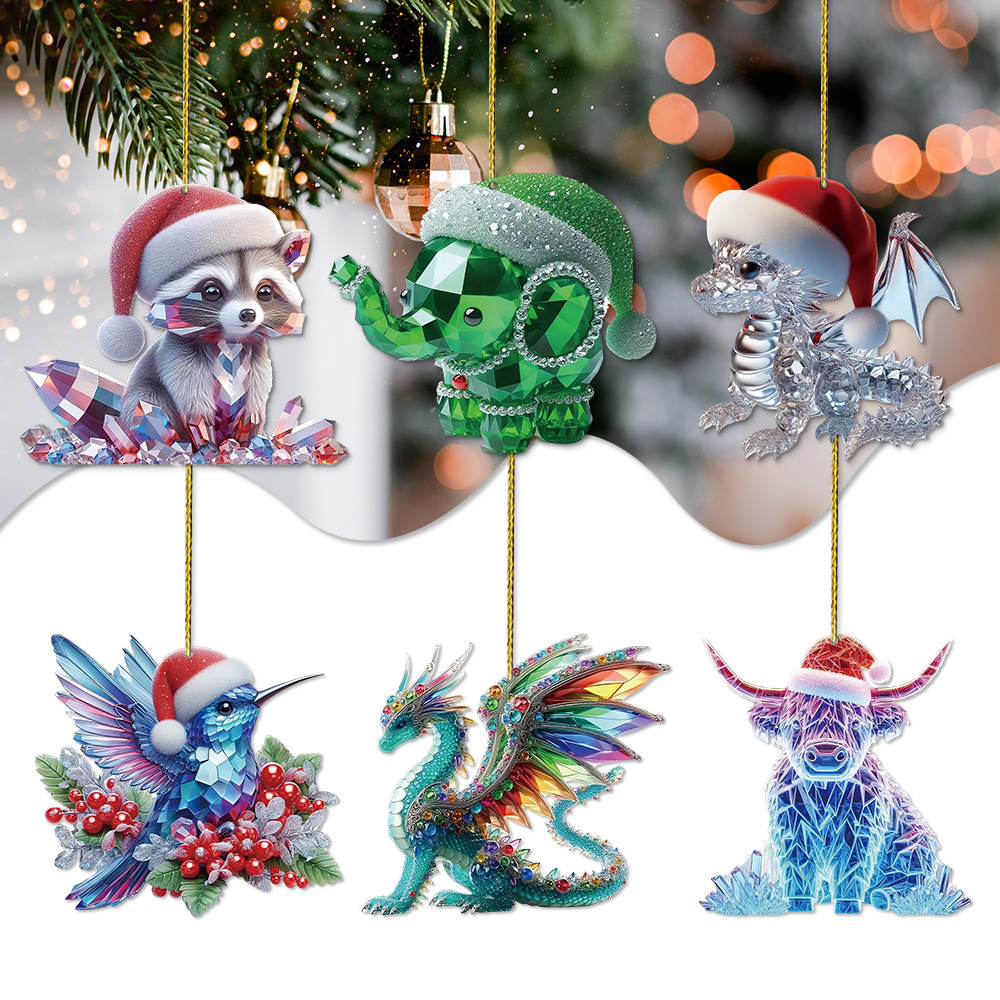 亚马逊迷你卡通小动物亚克力车载内饰链条挂件装钥匙挂饰背包挂件