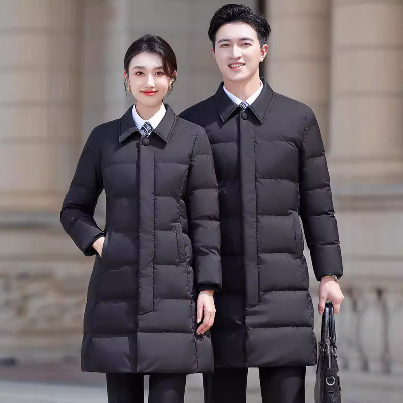 Men's and women's autumn and winter new down cotton-padded jacket long thick warm professional sales 4s shop hotel overalls