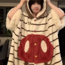 可爱米奇连帽珊瑚绒睡衣女款加绒加厚保暖家居服睡裙冬天2025新款