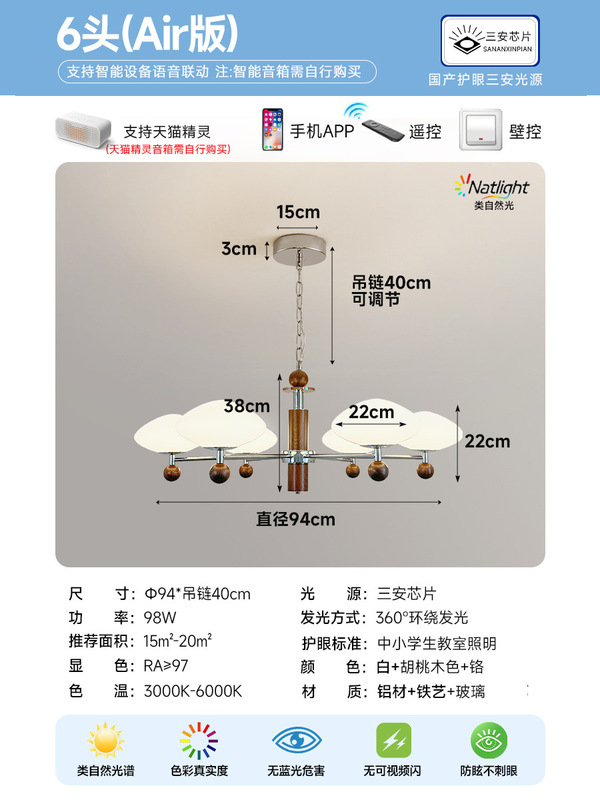 全光谱护眼留白灯包豪斯中古客厅吊灯意式轻奢高级感全屋灯具套餐|undefined