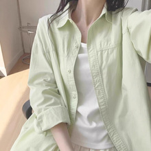春夏季纯棉黄色衬衫通勤穿搭2025新款女薄款长袖衬衣外套防晒上衣