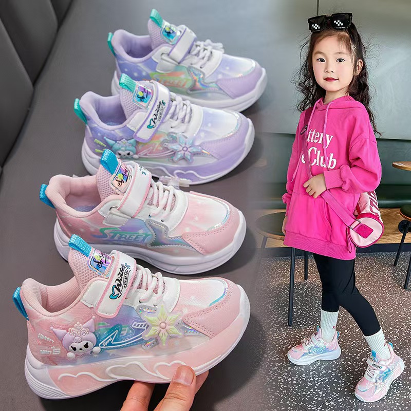 Children's New Autum Cartoon Sneakers Velcro Kidsren's Casual Shoes Letters Middle Kidsren's Flats Running Shoes