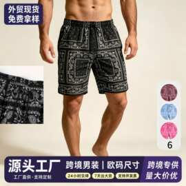 跨境专供新款美式休闲健身短裤男女运动四分裤网眼透气欧美潮牌