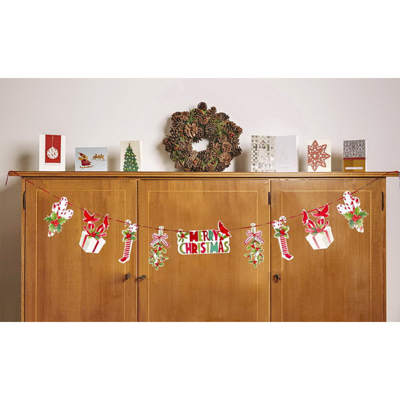 Banderas navideñas transfronterizas en stock, 24 tipos de banderas de dibujos animados, decoraciones navideñas al por mayor de fabricantes, admiten pedidos de lotes mixtos.