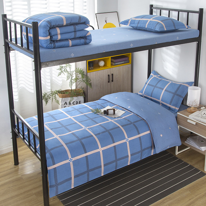 Cotton Student Dormitory Three-Piece Set, Six-Piece Bunk Bed Set for Employees, Pure Cotton Bed Sheet, Duvet Cover, Bedding Wholesale