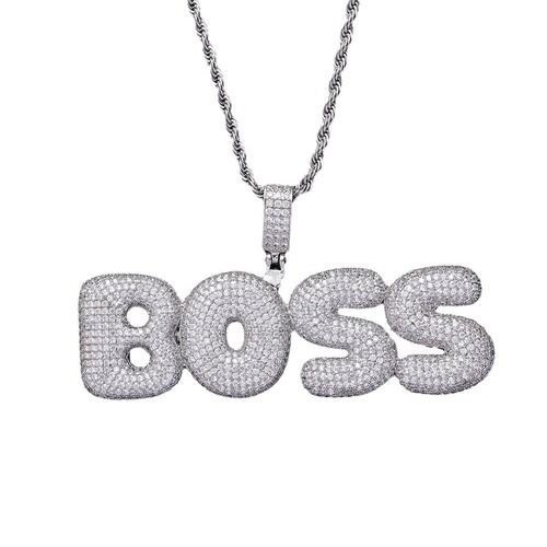 European and American Hip-Hop Bubble English Letter Pendants Zircon Personal Creative Splicing Free Combination Men and Women Hip-Hop Pendants