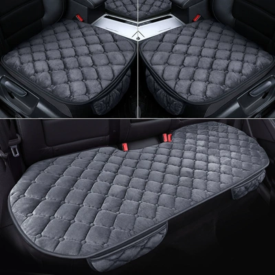 short plush non-slip winter thickened | Seat cushion, seat cover - gray-three-piece-set