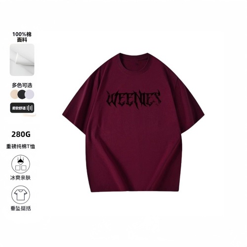 Heavyweight 100% Cotton 280G Men's American Retro Streetwear Summer High Street Fashion T-Shirt