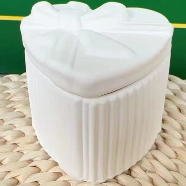 하트 모양의 활 보관 상자 흰색 배아 [7*7*6.5cm]