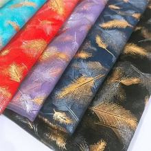 烫金羽毛软纱拍摄道具背景布装网纱布手工艺品辅料印花美国网面料