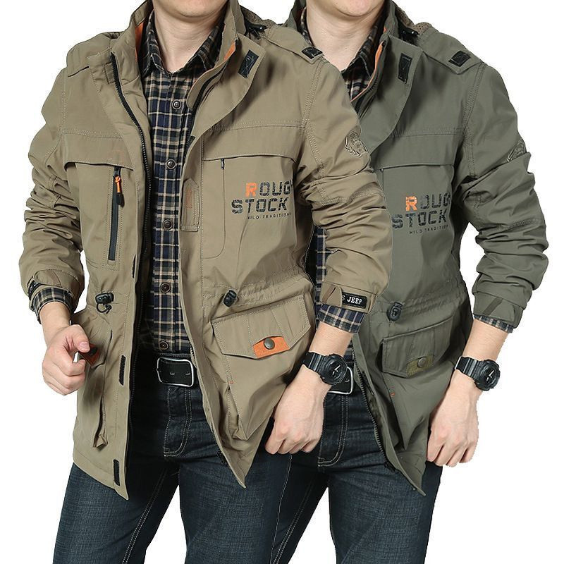 Spring and Autum New Style Removable Without Liner Pure Color Waterproof Blue Mid-Length Windbreaker for Men Slim and Light Spring and Autum New Style Removable Without Liner Pure Color Waterproof Blue Mid-Length Windbreaker for Men Slim and Light