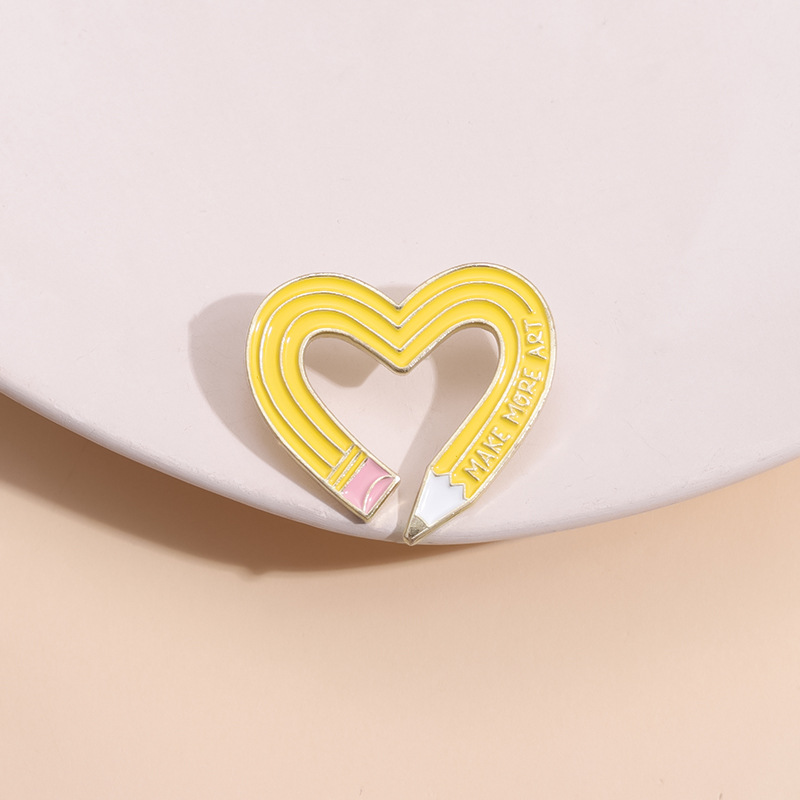 Holiday, Daily Occasion Simple Style Pin Heart Shape Pencil Alloy Stoving Varnish Unisex Brooches