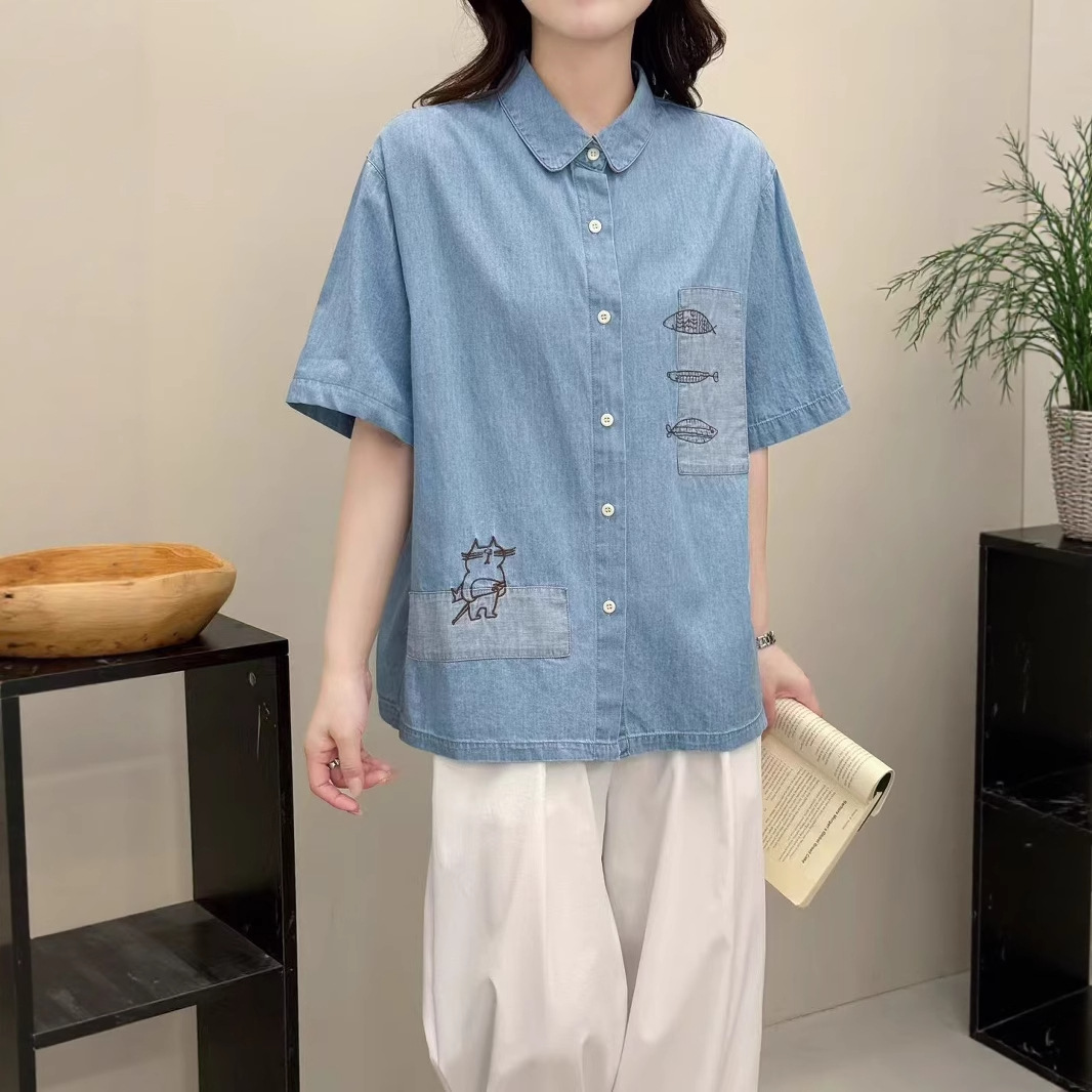 Summer Japanese design retro shirt for leisure