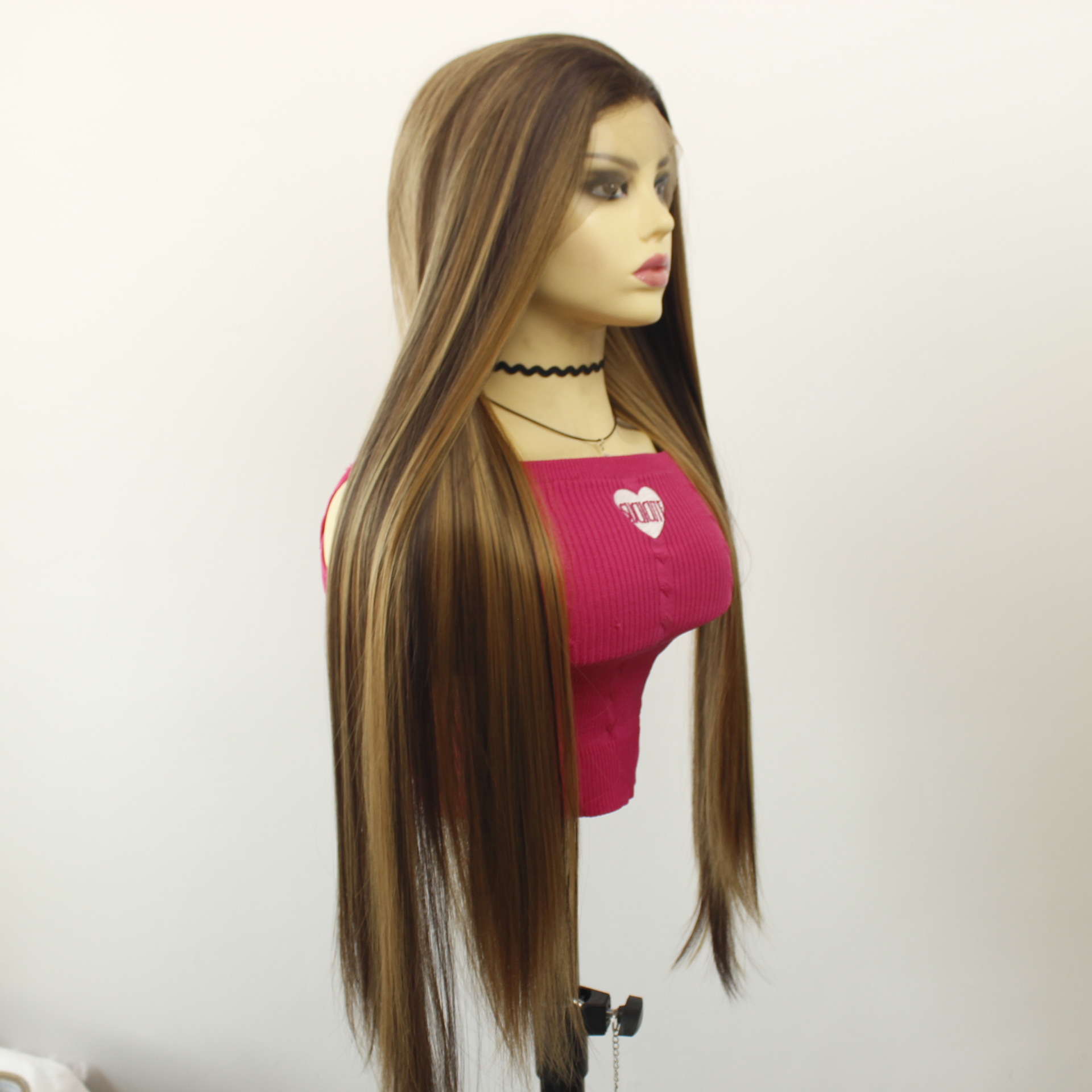 Piano de color lace wig Piano de color frente encaje simulación top completo pelo recto peluca