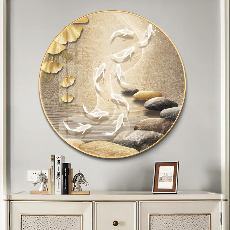 Jiuyu Jujiaitu lujoso porche pinturas decorativas mural redondo corredor restaurante entrada en la atmósfera pinturas colgantes de porcelana cristalina