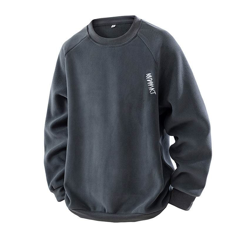 Autumn Winter Fleece Sweatshirt Men, Trendy Brand New Versatile Thickened Pullover Base Shirt For Men_voghion.com