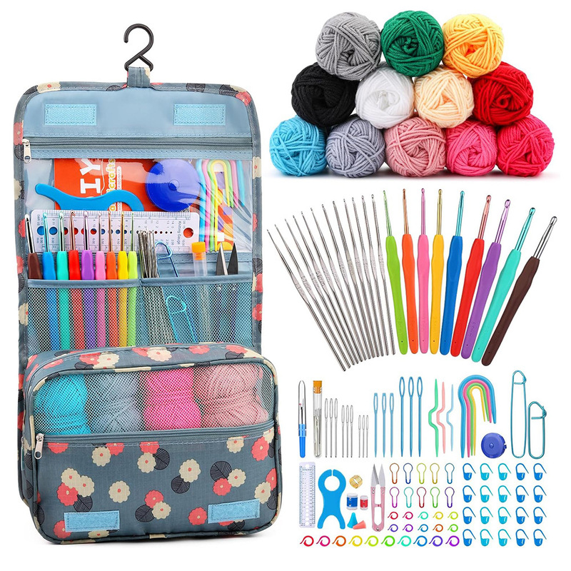 Cross-Border 130-Piece Crochet Set, Beginner Wool Hand-Knitting Sewing Kit, 12-Color Wool Set Cross-Border 130-Piece Crochet Set, Beginner Wool Hand-Knitting Sewing Kit, 12-Color Wool Set