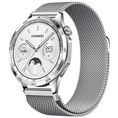 适用华为GT5/4手表带 watch5米兰尼斯不锈钢磁吸平头通用腕带钢带